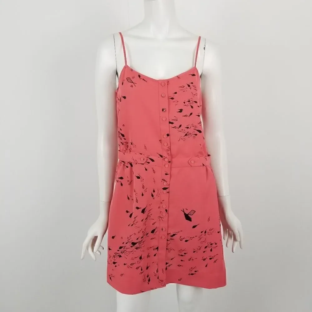 Rachel Roy Womens Dress Size Medium See the Sea Fish Print Button Down New